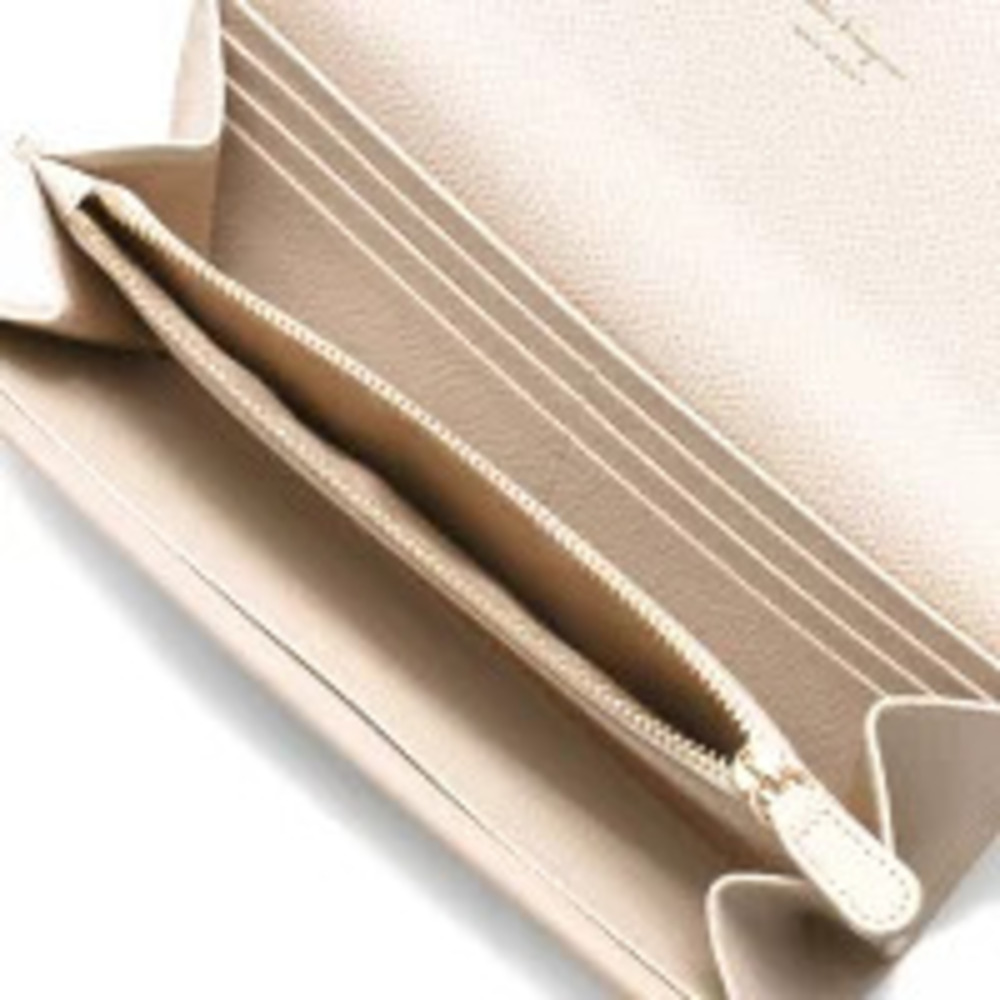 Salvatore Ferragamo Gancini White Long SALVATORE Beige Bone Wallet